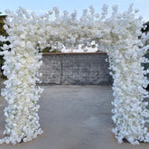 Aperturee - Aperturee White Artificial Fabric Arch Flower Wall For Wedding